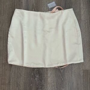 Oh Polly satin mini skirt in ivory